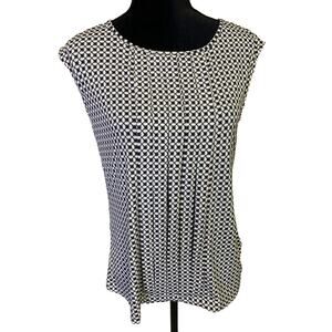 Liz Claiborne Womens Blouse Size Medium Geometric Sleeveless Pullover Office